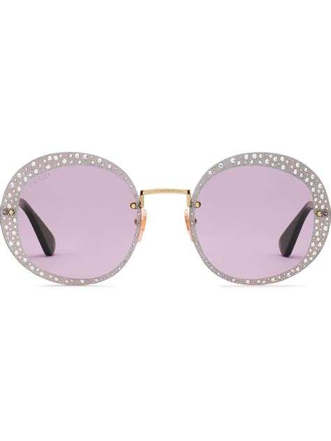 gucci circle glasses|Gucci crystal embellished sunglasses.